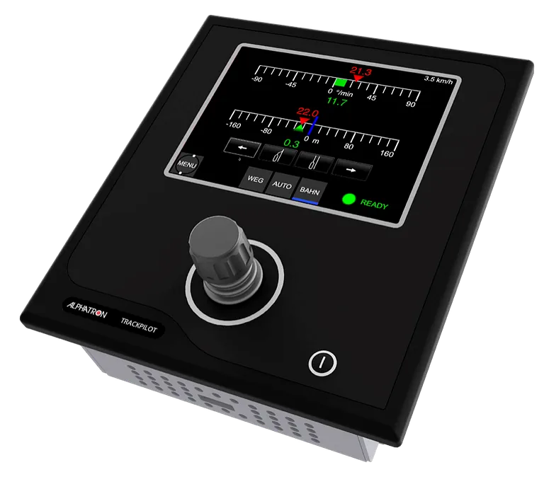 AlphaRiverTrackPilot Der AlphaRiverTrackPilot ist ein vollautomatisches Kurs- und Bahnführungssystem für die Binnenschifffahrt, mit dem ein Schiff entlang einer vordefinierten Linie fahren kann. Der AlphaRiverTrackPilot entlastet den Kapitän von vielen manuellen Einstellungen. Im Vergleich zu einem normalen Flusspiloten berechnet der AlphaRiverTrackPilot die erforderliche Ruderleistung für die Steuerung des Schiffes sowie zum Ausgleich von Abweichungen. Mithilfe des kompakten Joystick-Bedienfelds kann der Kapitän von der voreingestellten Linie ableiten und kleine Anpassungen vornehmen, während er zum Kurs des Schiffes navigiert. Die Auswahl des gewünschten Lenksystems für Automatik, Nachführung und Spur kann einfach aus dem vorhandenen Alphatron Marine-Flusspiloten ausgewählt werden.